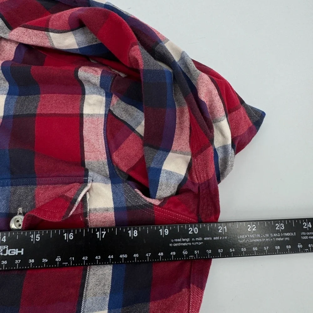 Polo Ralph Lauren Mens Naval Res Plaid Flannel Shirt Red Blue Small
